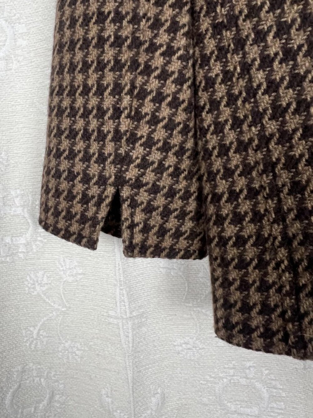 Vintage houndstooth tweed cropped jacket brown Lauren Ralph Lauren classic retro - Picture 6 of 8